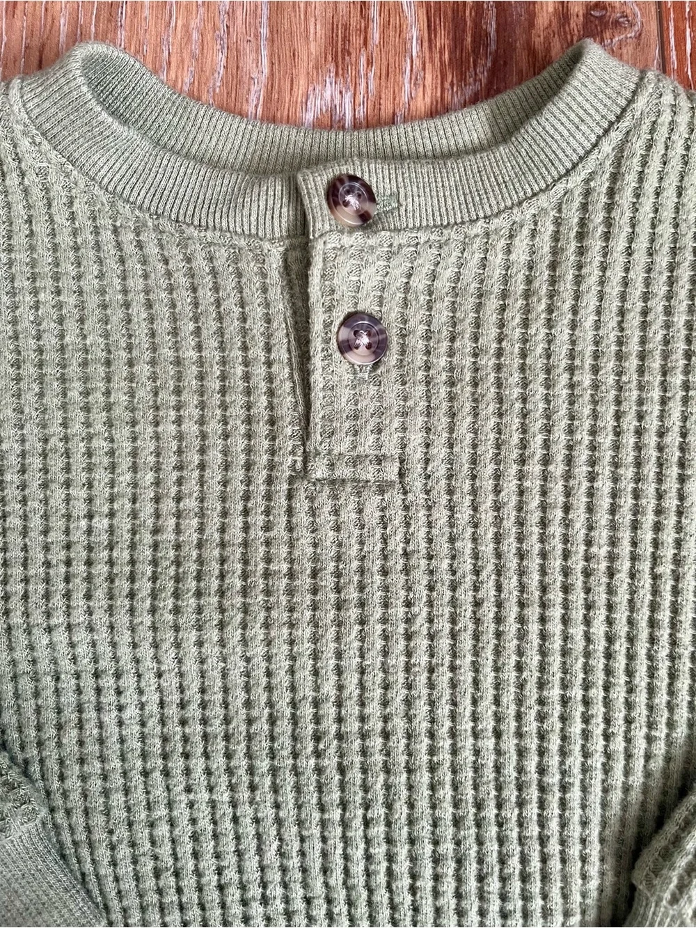 Old Navy Waffle Knit Sage Henley Top Size 6-12 Months